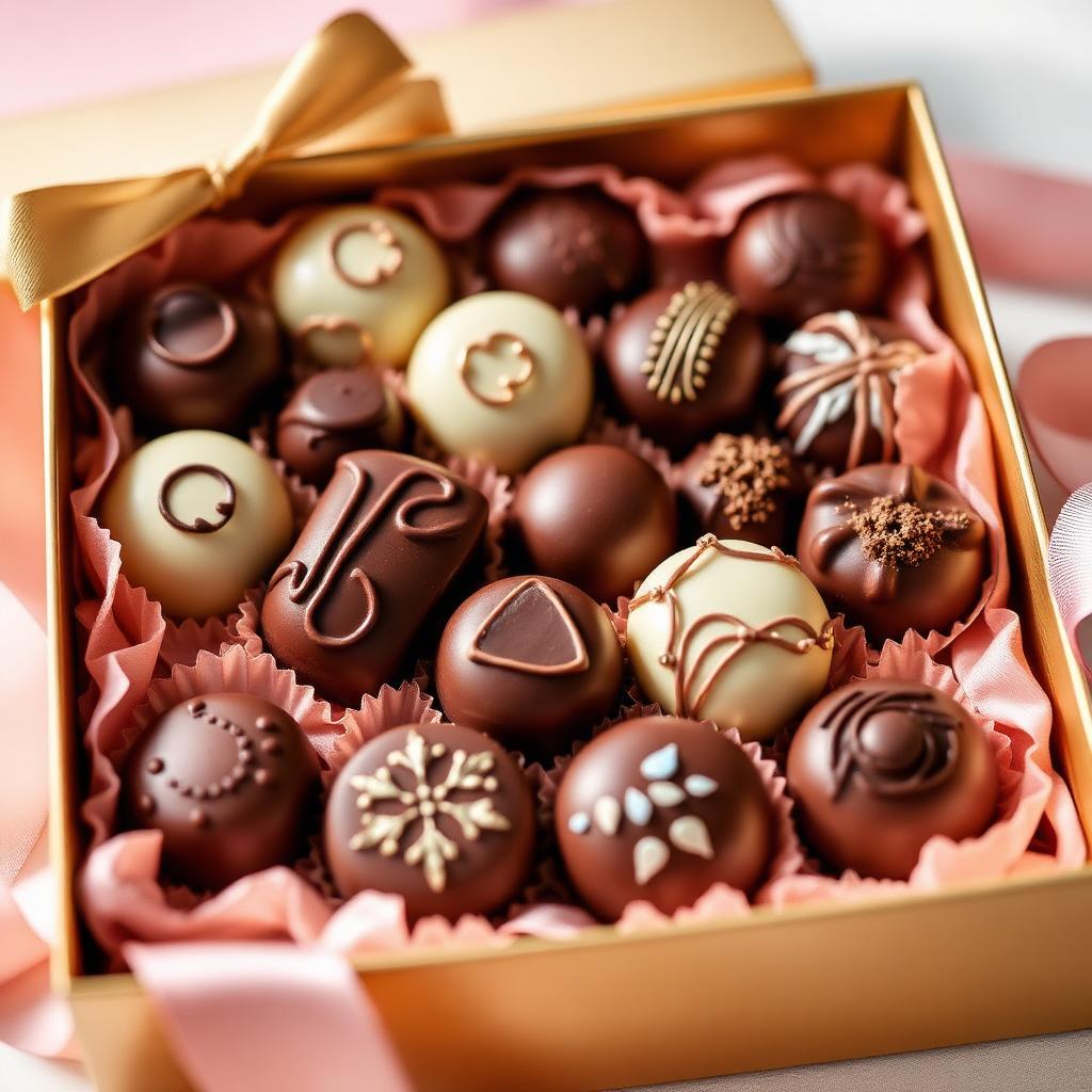 Handcrafted chocolates in gift box